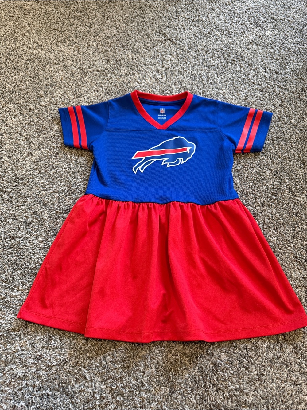 NFL Girls Blue and Red Youth Football Jersey Dress 5/6 (Small bubble in S)